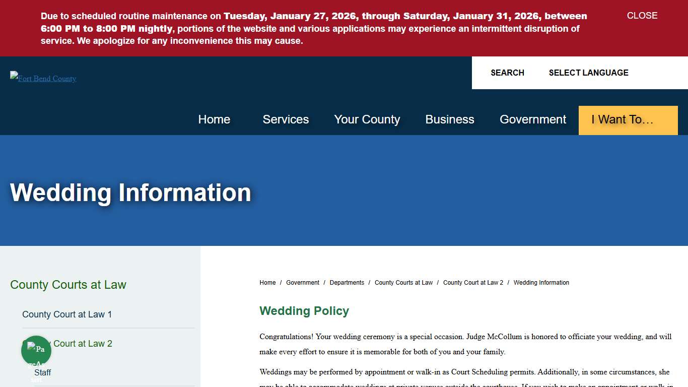 Wedding Information Fort Bend County